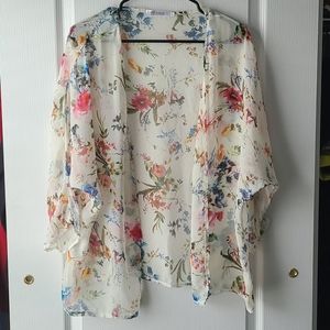 Floral print sheer cover up